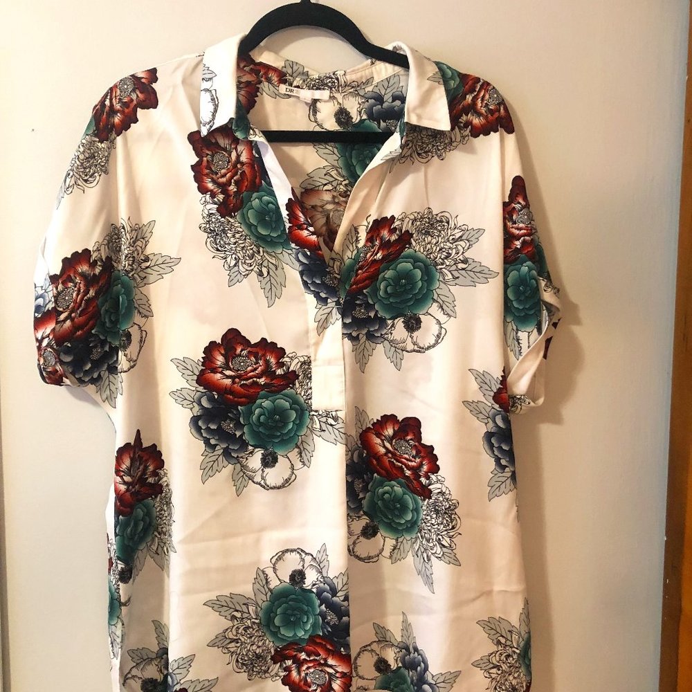 Floral print tunic blouse